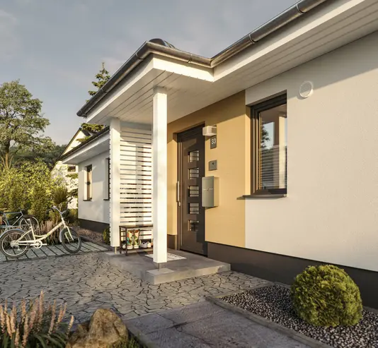 Bungalow-131-Vordach-2 Eingangsbereich Bungalow 131